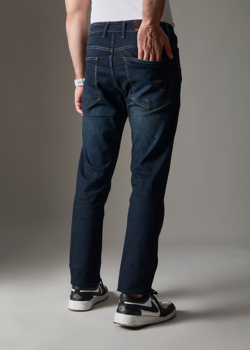 Men Deep Blue Cotton Jeans