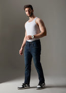 Men Deep Blue Cotton Jeans