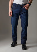 Men Deep Blue Knitted Jeans