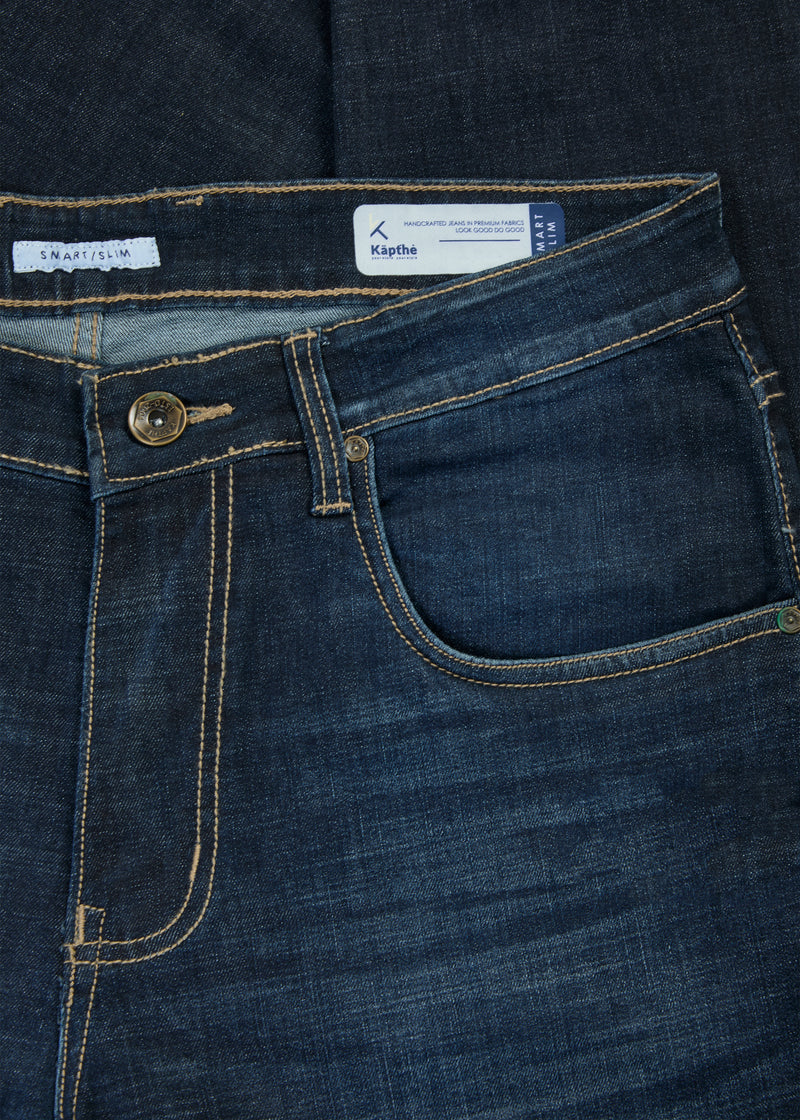 Men Deep Blue Cotton Jeans
