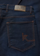 Men Deep Blue Knitted Jeans