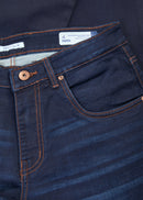 Men Deep Blue Knitted Jeans