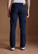 Men Tapered Fit Navy Blue Cargo Trousers
