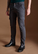 Men Tapered Fit Grey Cargo Trousers