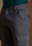 Men Tapered Fit Grey Cargo Trousers