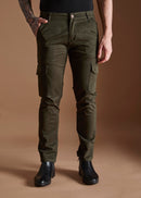 Men Tapered Fit Military Green Cargo Trousers