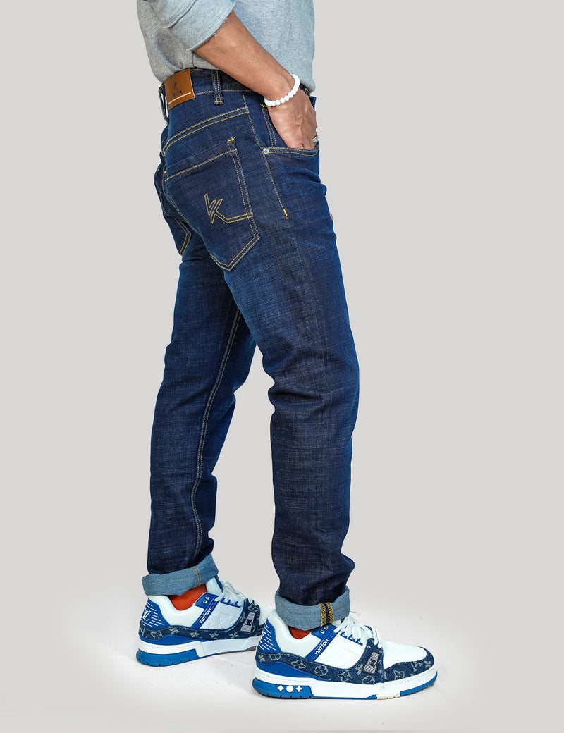 Men Deep Blue Cotton Jeans