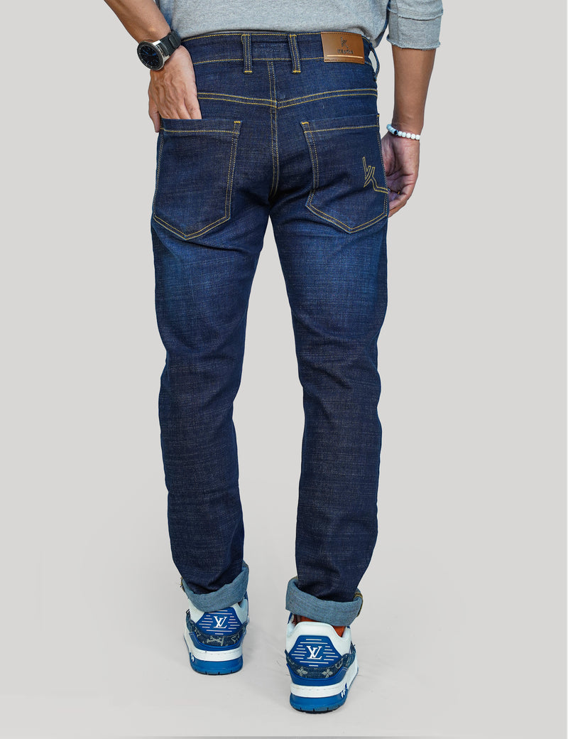 Men Deep Blue Cotton Jeans