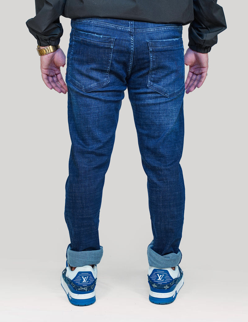 Men Blue Ripped Cotton Jeans