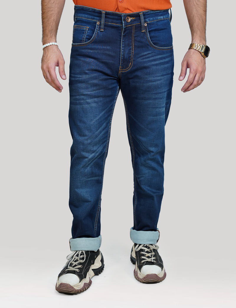 Men Blue Relax Knitted Jeans