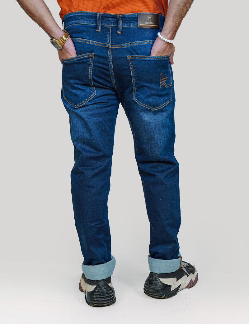 Men Blue Relax Knitted Jeans