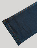 Men Deep Blue Cotton Knitted Jeans