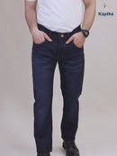 Men Deep Blue Knitted Jeans